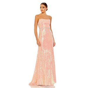 NWT $398 IEENA FOR MAC DUGGAL STRAPLESS PINK SEQUIN GOWN STYLE 26980 SIZE 4